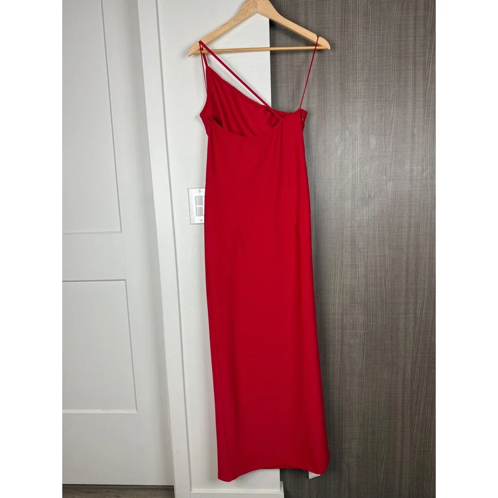 NEW Abercrombie & Fitch Red Asymmetrical One Shoulder Maxi Dress Size Large Tall